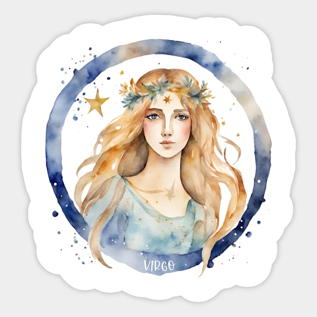 Virgo Watercolor Zodiac Woman Sticker by SpringDesign888